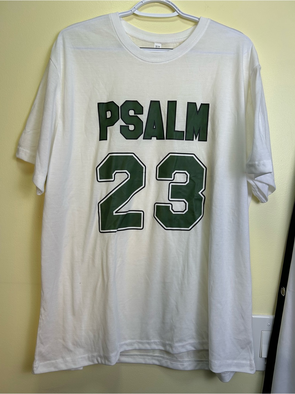 Psalm 23 Short-Sleeve Crewneck T-Shirt in White with Green Graphic